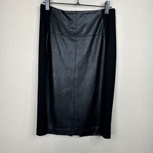 Cartise Faux Black Leather‎ Skirt 8 Mod Edgy Romantic Career Capsule Quiet Luxe